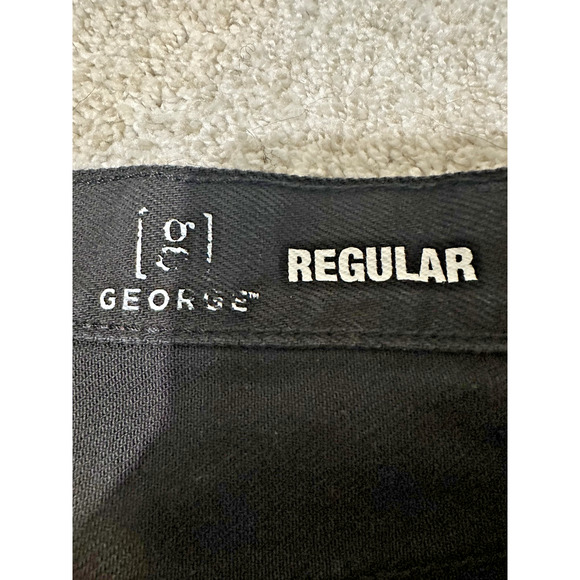 George Men’s Black Jeans Regular Fit Straight Leg 40x30 Cotton Classic 5-Pocket - Picture 2 of 8